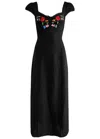 Rixo London Tahlee Embroidered Midi Dress In Black