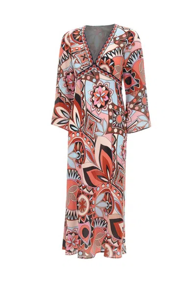 Rixo London Waist Belt Floral Print Knee Length Dress In Multi