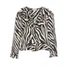Rixo London Rixo Atlas Zebra Printed Ruffled Blouse In White