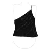 Rixo London One-shoulder Wave-pattern Top In Black
