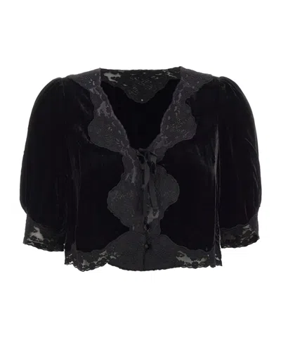 Rixo London Rixo Ursula Velvet Top In Black