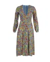 Rixo London Rixo V-neck Long Sleeve Midi Dress In Floral Print Silk In Multi