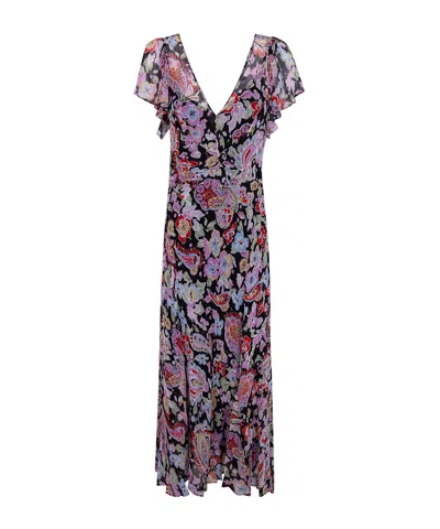 Rixo London Rixo V-neck Floral Print Dress In Multi