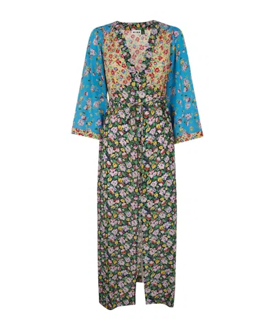 Rixo London Rixo V-neck Floral Printed Dress In Brown