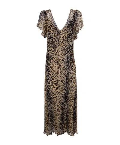 Rixo London Rixo V-neck Leopard Print Dress In Multi