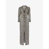 Rixo London Rixo Womens Carnation Olive Franchi V-neck Cotton-poplin Midi Dress In Carnation Olive