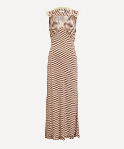 Rixo London Rixo Women's Chessie French Check Brown Midi Dress In Neutral