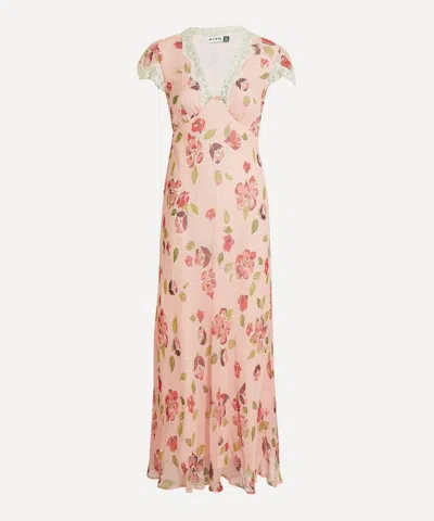 Rixo London Womens Kimmie Floral Pink Clarice Floral-print Chiffon Midi Dress In Multi