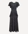 Rixo London Womens Bohemia Spot Deep Navy Evie Polkadot Silk Midi Dress In Black