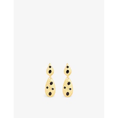 Rixo London Rixo Womens Gold Black Falco 18ct Yellow Gold-plated Metal Earrings
