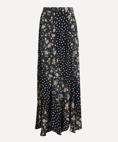 Rixo London Gracella Paneled Midi Skirt In Black