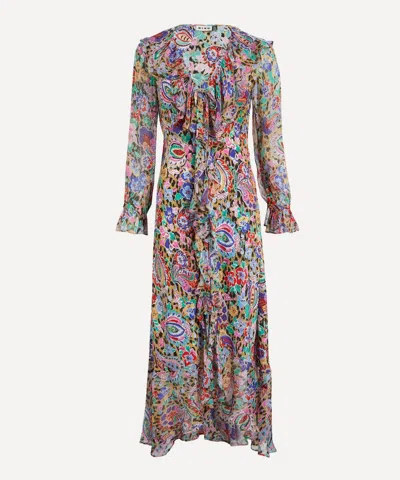 Rixo London Rixo Women's Grayce Silk Midi Dress In Multi