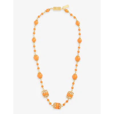 Rixo London Rixo Womens Necklace Orange Nala Gold-plated Glass-blend Beaded Necklace