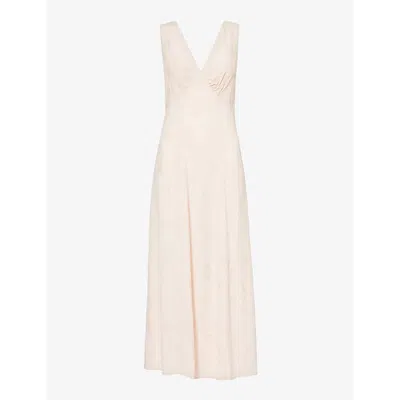 Rixo London Rixo Womens Star Blush Sandrine V-neck Woven Midi Dress