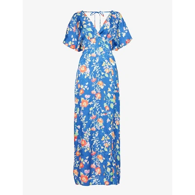 Rixo London Rixo Womens Waterblossom Indigo Sadie Floral-print Woven Midi Dress