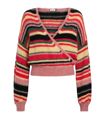 Rixo London Rixo Wool-blend Stripe Wrap Sweater In Yellow