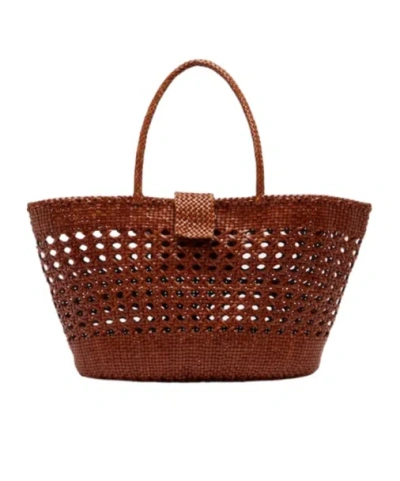 Rixo London Rixo X Dragon Diffusion Lucine Leather Tote Bag In Brown