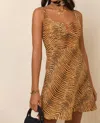 Rixo London Ronan Silk Mini Dress In Sepia Tiger In Animal Print
