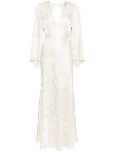 Rixo London Rosabella Floral-jacquard Silk Gown In 中性色