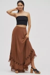 Rixo London Rudy Fringe-hem Silk Maxi Skirt In Brown