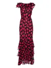 Rixo London Knee Length Vintage Rose Dress With Floral Print In Black