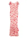 Rixo London Gerüschtes Kleid Mit Blumen-print In Pink