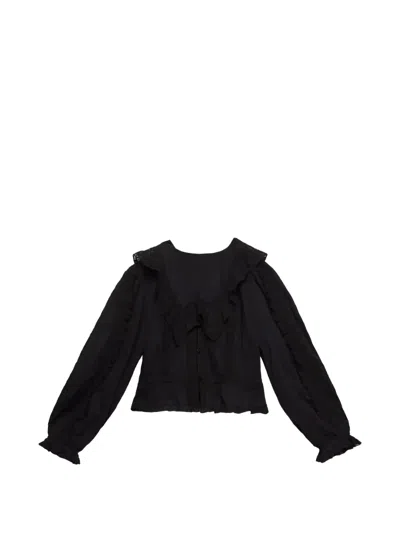 Rixo London Ruffled Lace-trim Blouse In 블랙