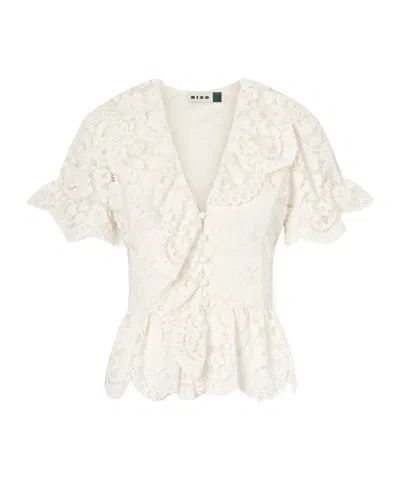 Rixo London Ruffled Top In Neutral