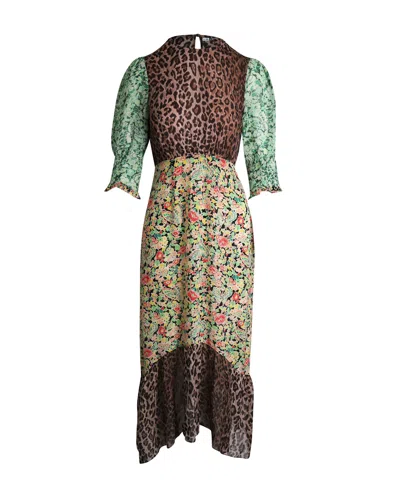 Rixo London Saffron Printed Midi Dress In Multicolor Silk