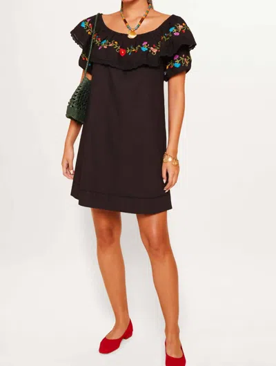 Rixo London Saige Dress In Ombre Floral Embroidery Black