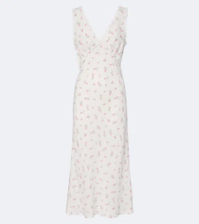 Rixo London Sandrine Floral Cotton Midi Dress In White