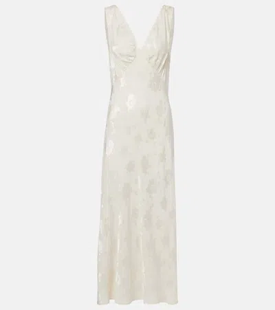 Rixo London Sandrine Floral Jacquard Midi Dress In White