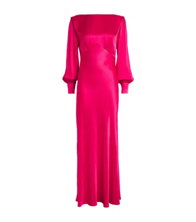 Rixo London Satin Marni Maxi Dress In Red