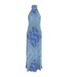 Rixo London Rixo Maura Patterned Halter-neck Chiffon Midi Dress In Blue