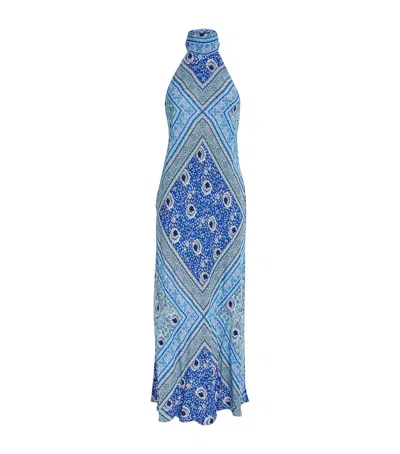 RIXO LONDON SATIN PRINTED MAURA MIDI DRESS
