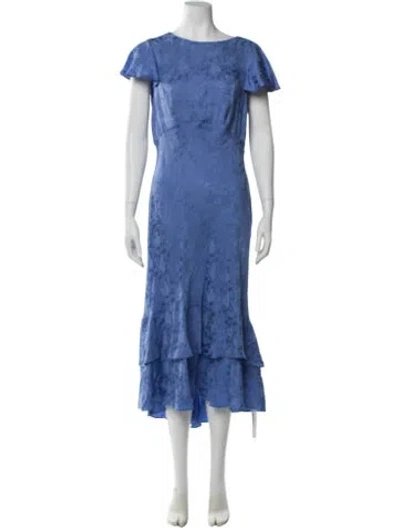 Pre-owned Rixo London Scoop Neck Midi Length Dress In Blue