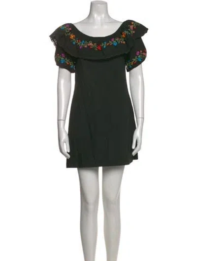 Pre-owned Rixo London Scoop Neck Mini Dress W/ Tags In Black