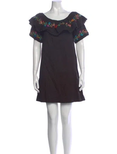 Pre-owned Rixo London Scoop Neck Mini Dress W/ Tags In Black