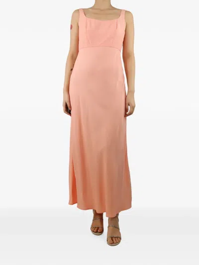 Pre-owned Rixo London Seam-detail Slip Midi Dress In Pink