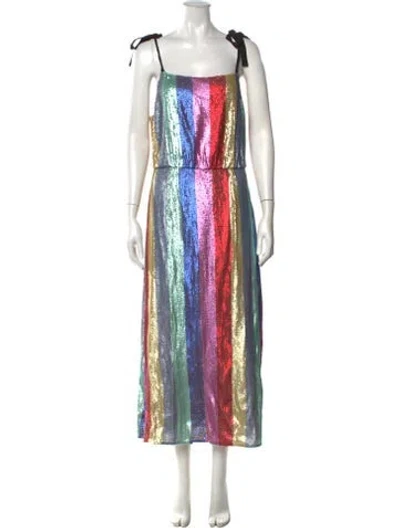 Pre-owned Rixo London Sequin Long Dress In Blue
