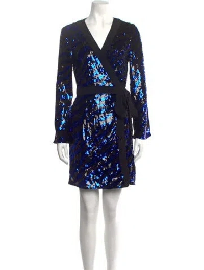 Pre-owned Rixo London Sequin Mini Dress In Black/blue
