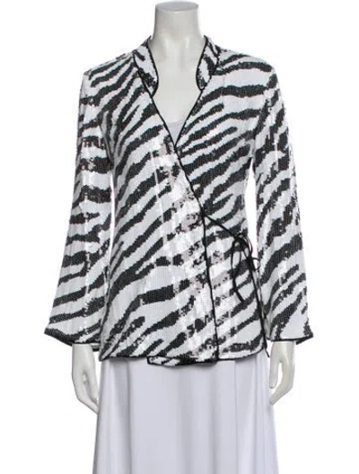 Pre-owned Rixo London Sequin Printed Blazer In White