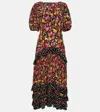 Rixo London Shireen Floral Silk Midi Dress In Fontainhas Floral Maroon