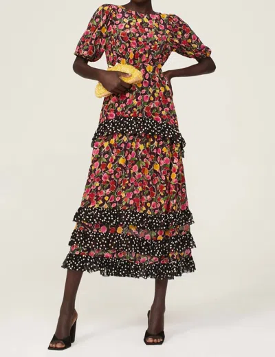 RIXO LONDON SHIREEN MIDI DRESS IN MAROON