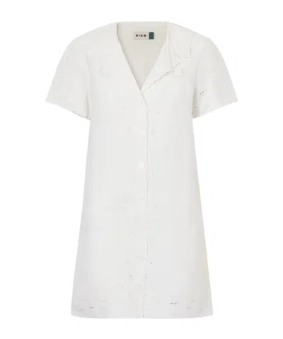 Rixo London Zayanna Broderie Anglaise Linen-blend Mini Dress In White