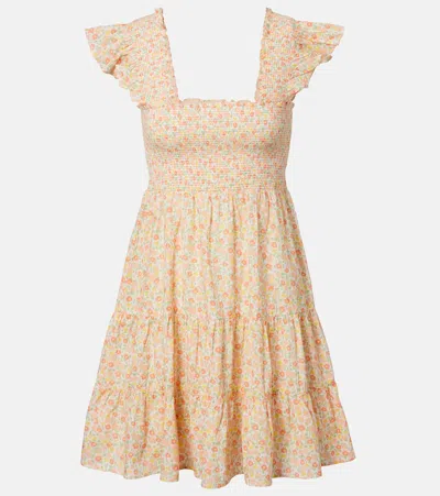 Rixo London Sideny Floral Cotton Minidress In Neutral