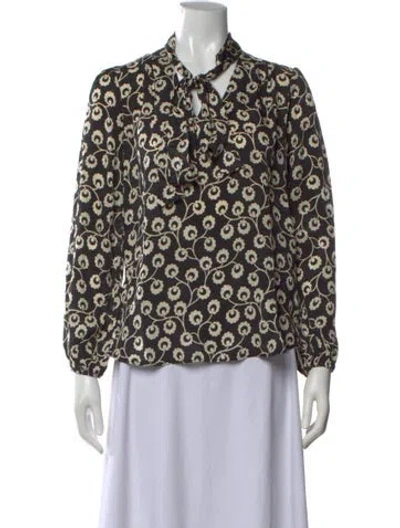 Pre-owned Rixo London Silk Floral Print Blouse In Multi