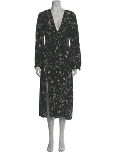 Pre-owned Rixo London Silk Knee-length Dress In Black