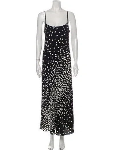 Pre-owned Rixo London Silk Long Dress In Black