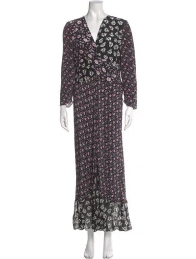 Pre-owned Rixo London Silk Long Dress In Black